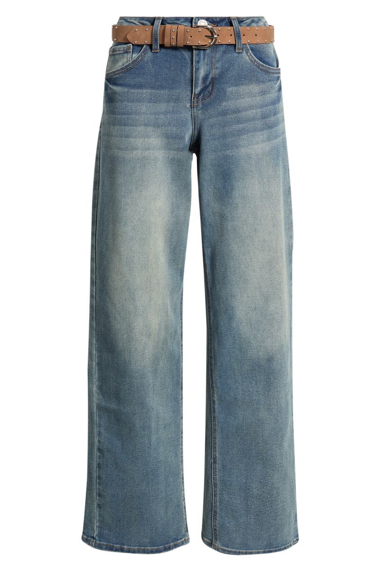 Britney Belted Wide Leg Jeans, Alternate, color, 35RT - TINTED VINTAG
