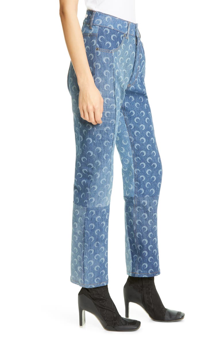Marine Serre Moon Print Denim Pants, Alternate, color, 