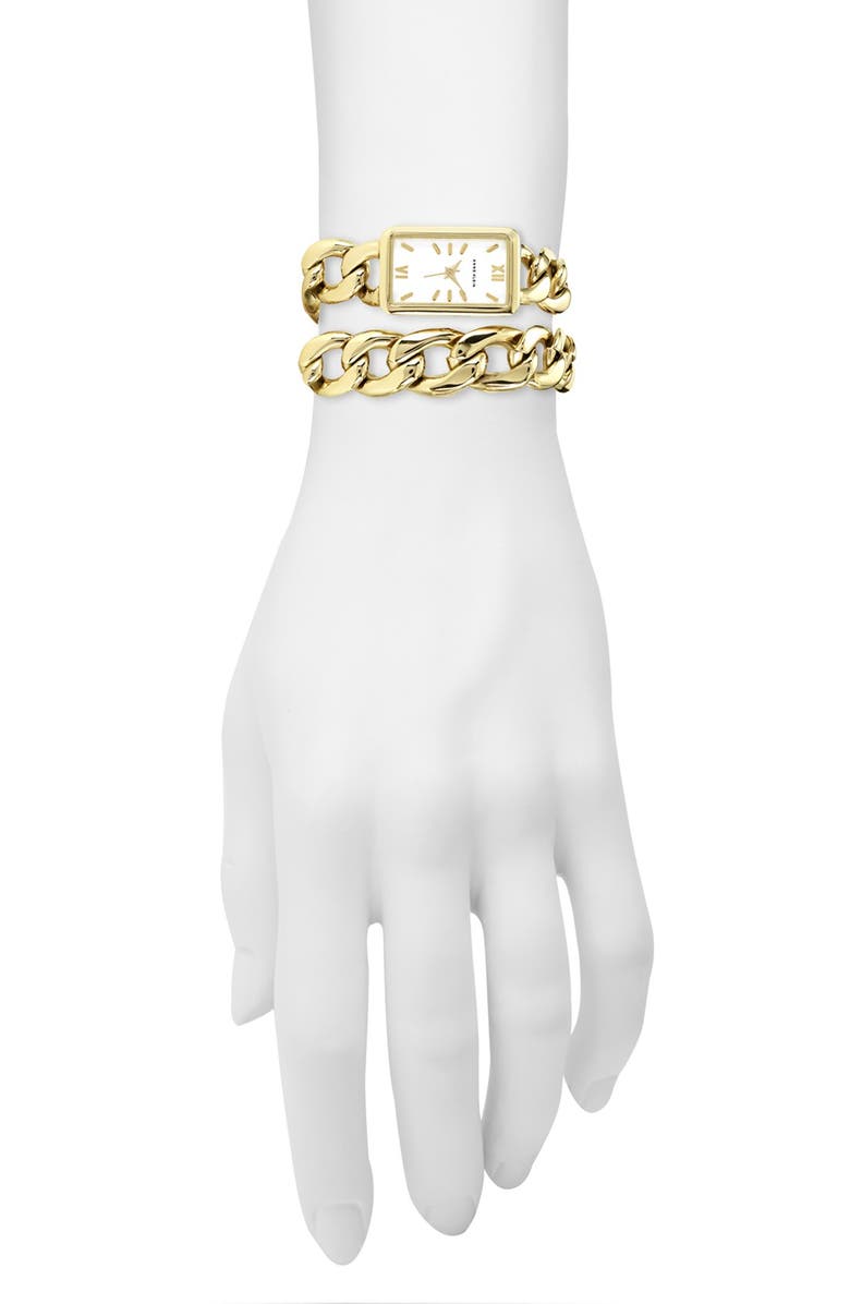 Anne Klein Double Wrap Chain Bracelet Watch, 19mm x 29mm, Alternate, color,