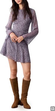 MANGO TEEN Long Sleeve Asymmetric Abstract Print Dress