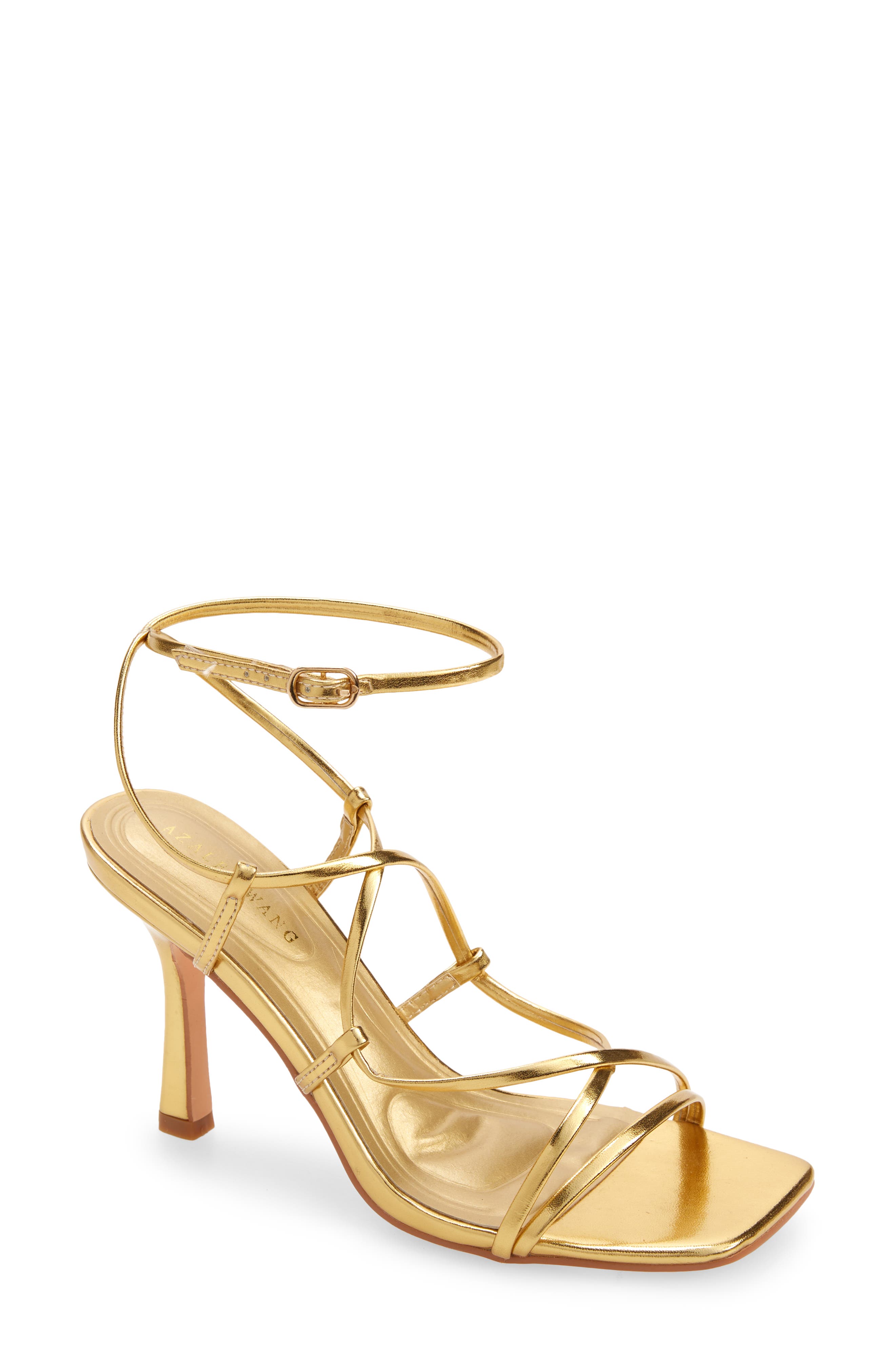 AZALEA WANG Kaylin Ankle Strap Sandal, Main, color, Gold