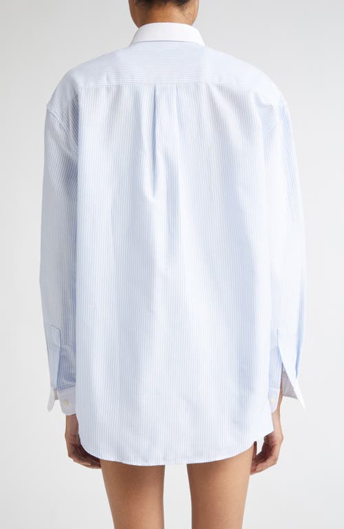 Sporty And Rich Sporty & Rich H&w Crest Oversize Oxford Button-down Shirt In Blue