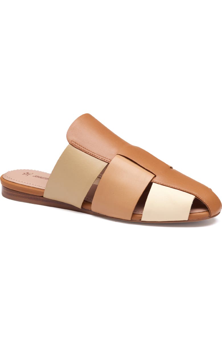 Johnston & Murphy Claire Leather Fisherman Mule Sandal, Main, color, Tan Multi Nappa Leather