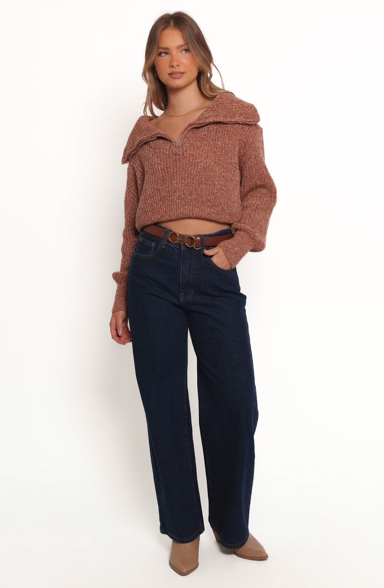 Petal & Pup Hallow Marled Quarter Zip Sweater, Alternate, color, Brown