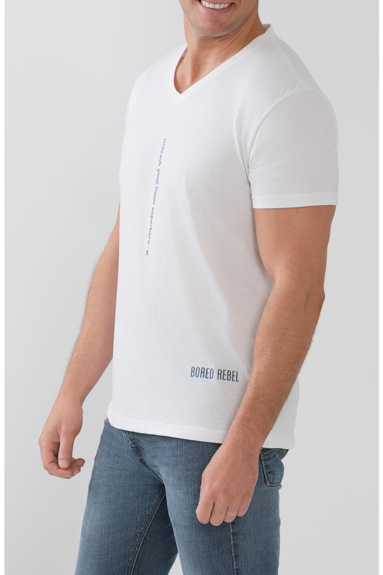 Unleash Your Inner Superhero V-Neck Graphic Undershirt, Alternate, color, WHITE
