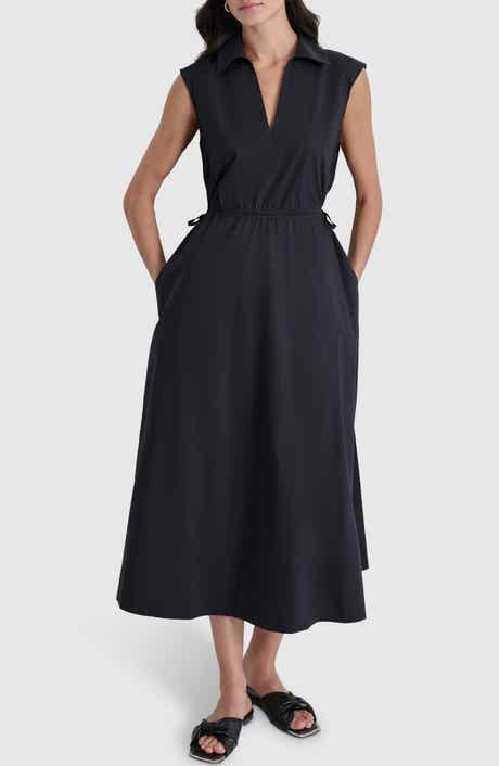 DKNY Jeans Cutout Back Cotton Poplin Maxi Dress