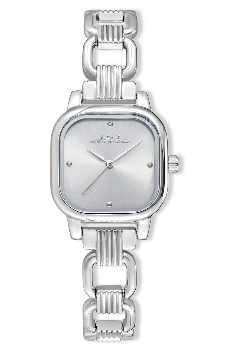 Ettika Classic Square Bracelet Watch, Main, color, Silver