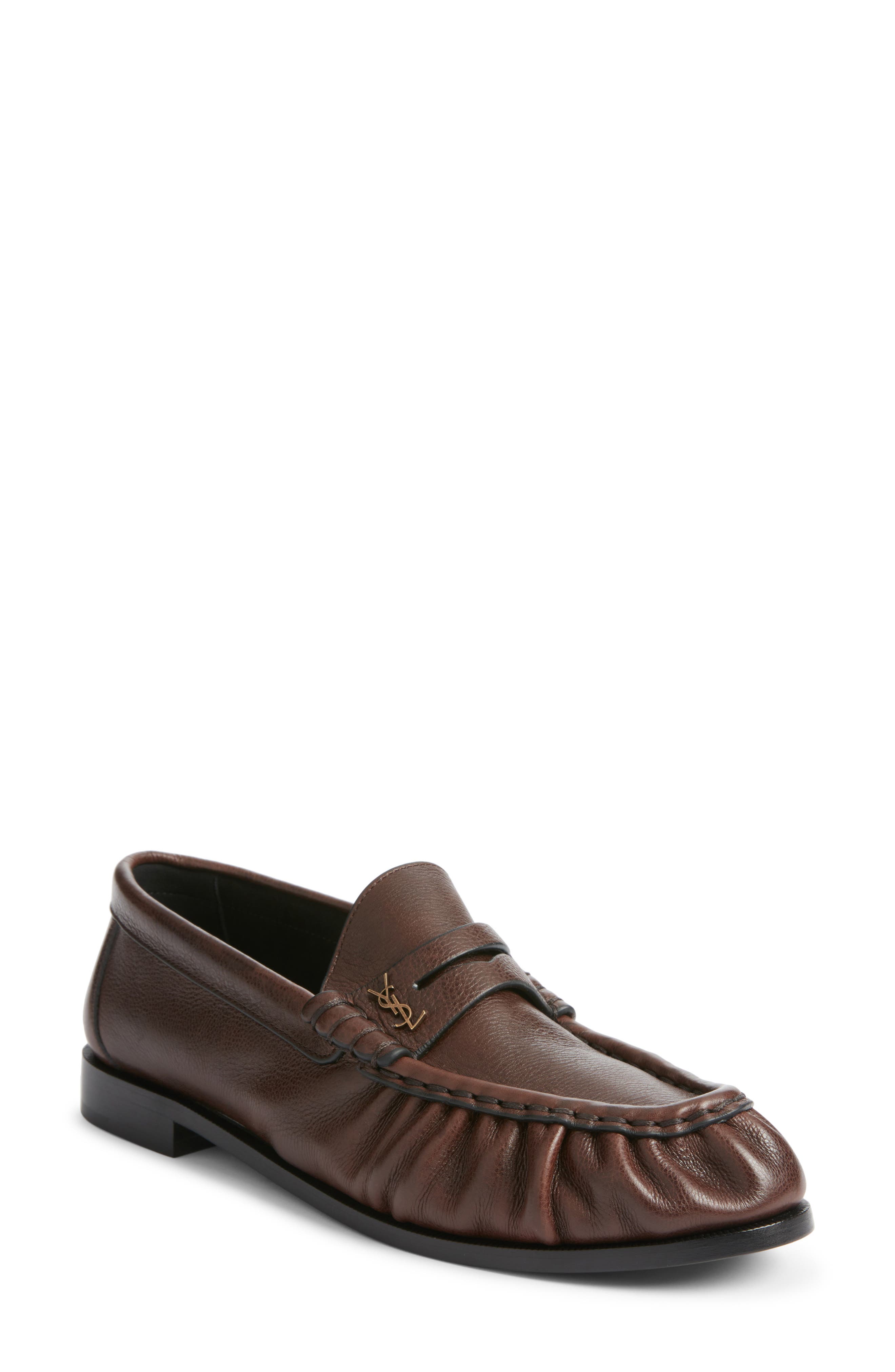 Saint Laurent Le Penny Loafer, Main, color, Brown