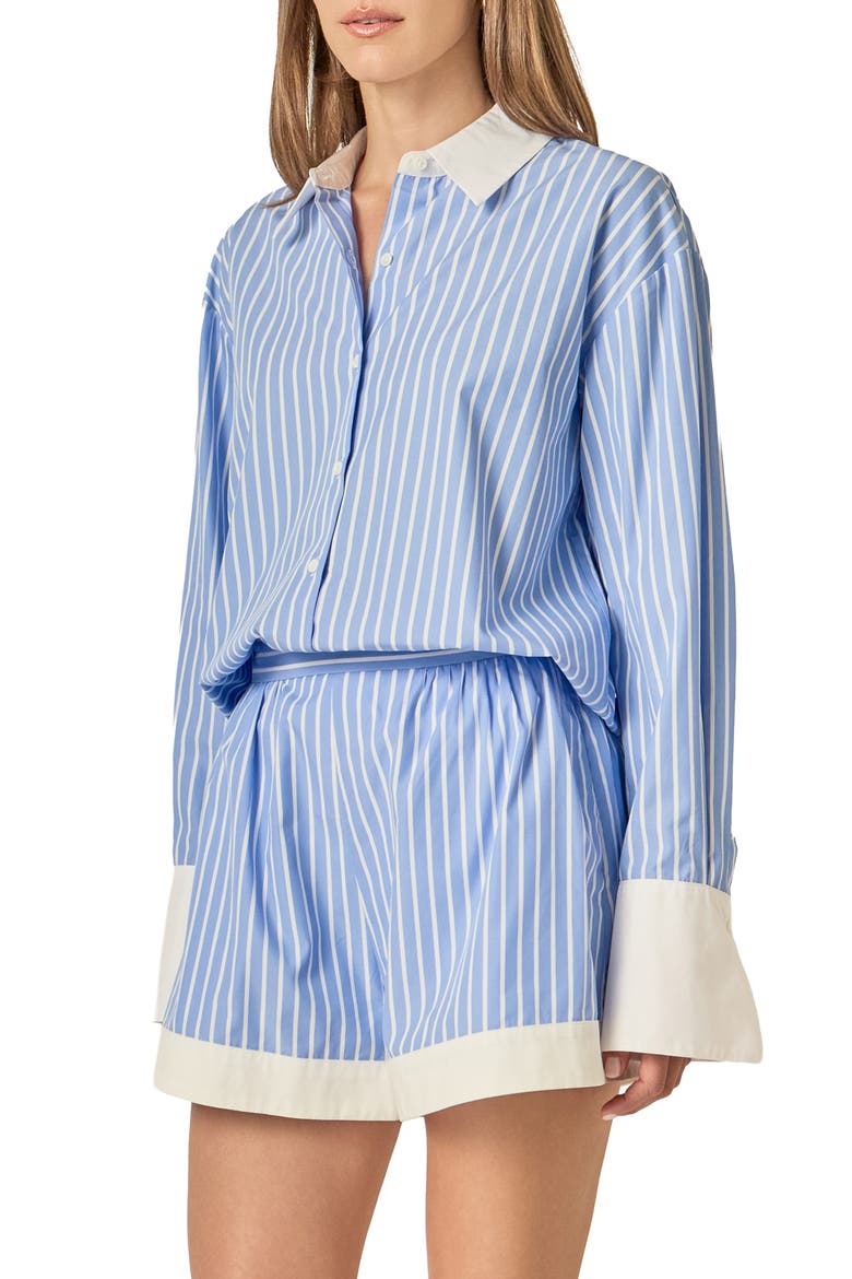 Stripe Oversize Poplin Shirt, Alternate, color, BLUE/ WHITE STRIPE