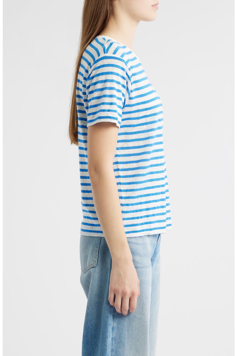 Garcon Stripe Linen Blend T-Shirt, Alternate, color, BLUE/ OFF WHITE