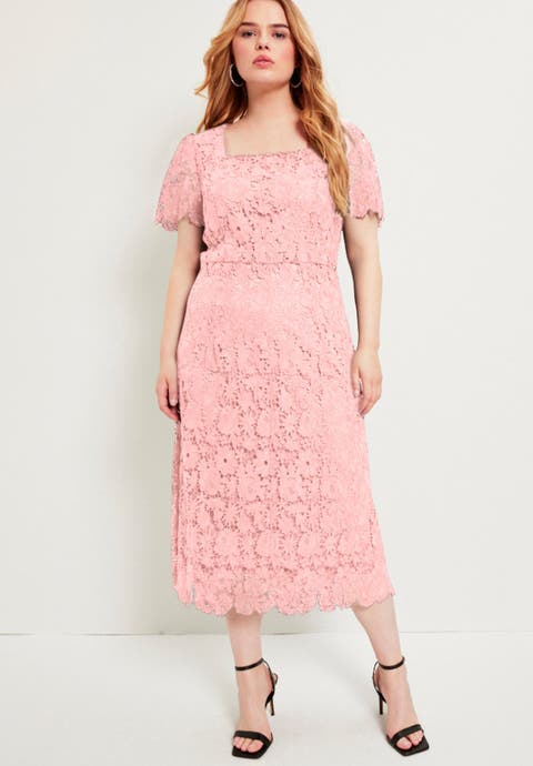 Square-Neck Lace Dress (Plus Available)