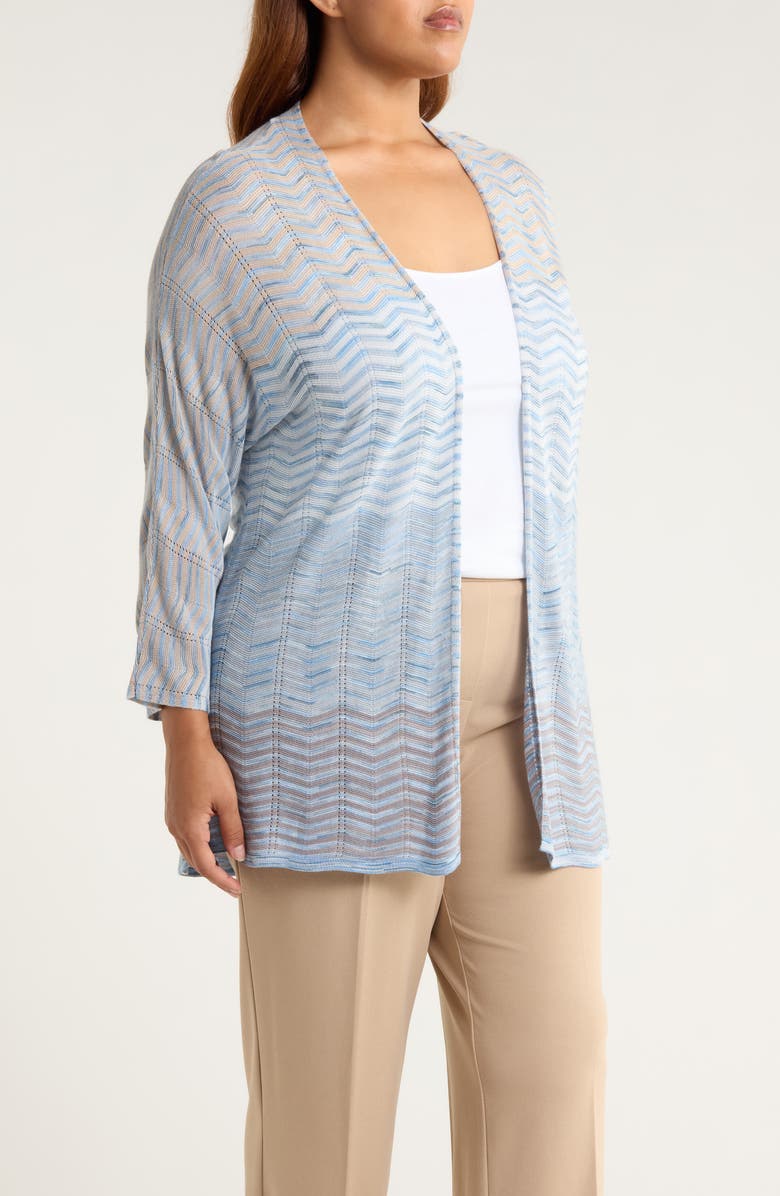 Anne Klein Zig Zag Cardigan, Alternate, color, Opal Blue Multi