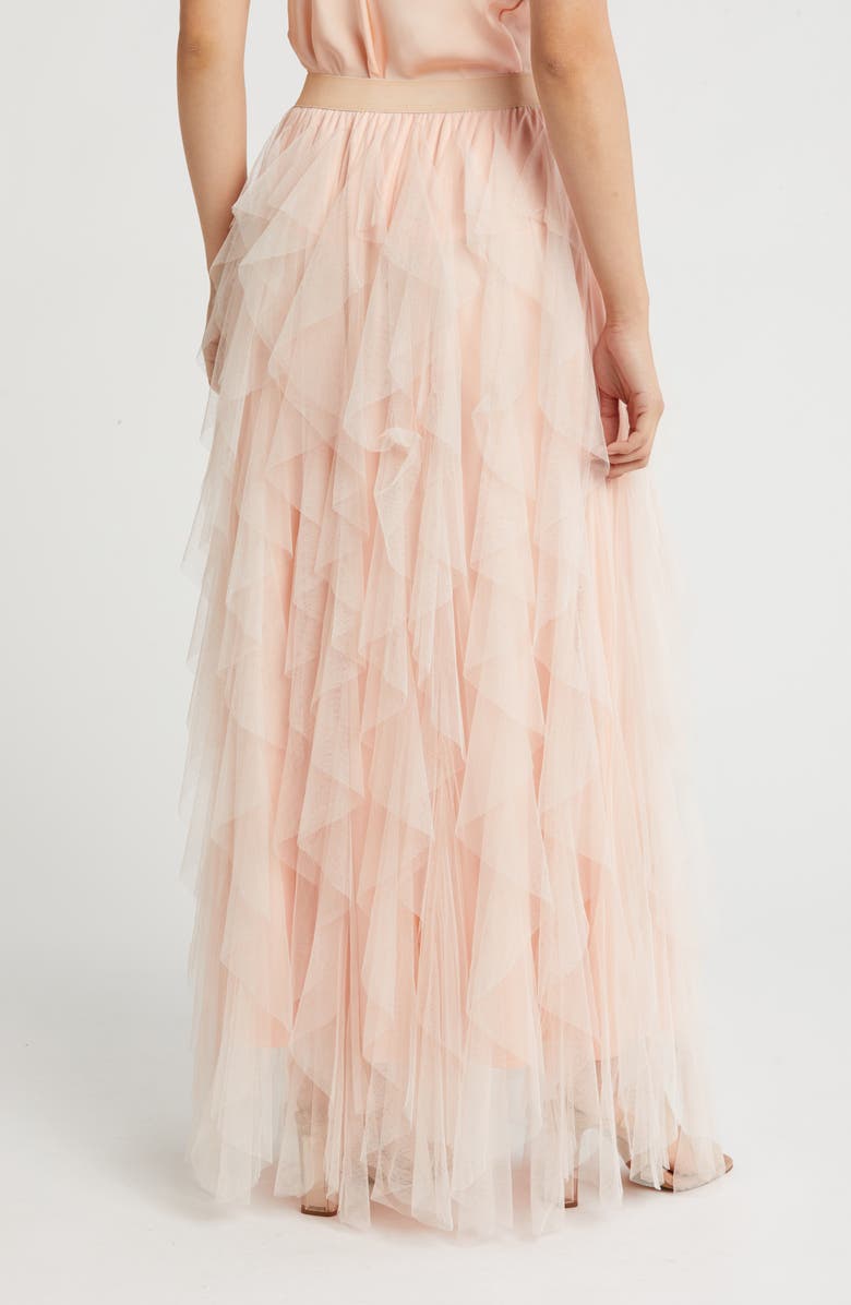 AREA STARS Tulle & Organza Ruffle Maxi Skirt, Alternate, color, Cream Pink