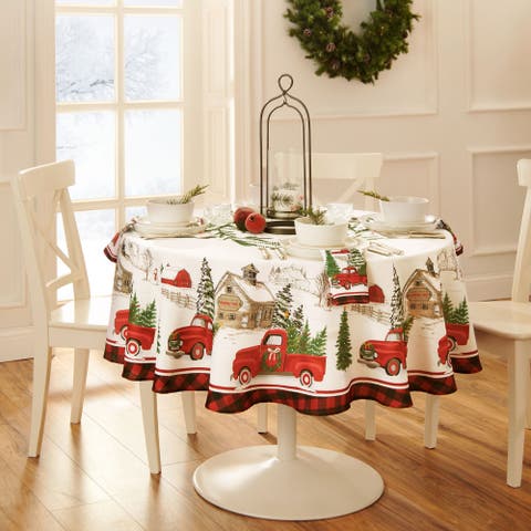 Vintage Christmas Tree Farm Holiday Tablecloth