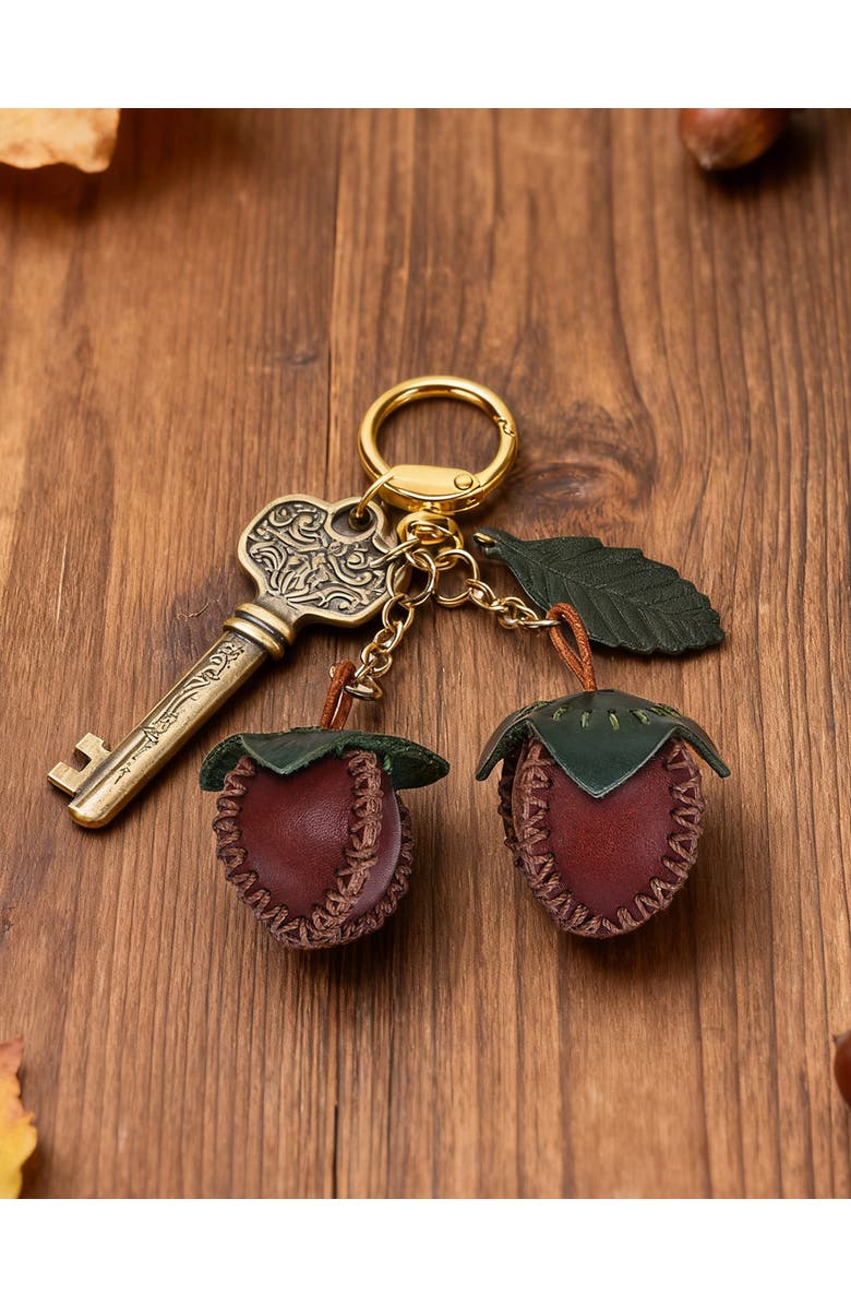 OLD TREND Simi Genuine Leather Mini Fruit Key Charm, Alternate, color, Wine