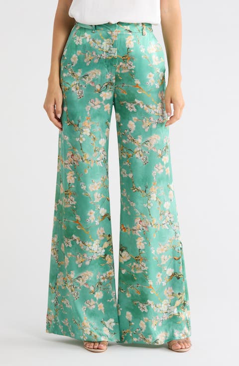 Pilar Wide Leg Silk Pants