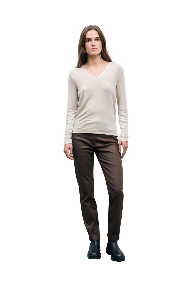 Belen Long Sleeve V-Neck T-Shirt, Alternate, color, Beige