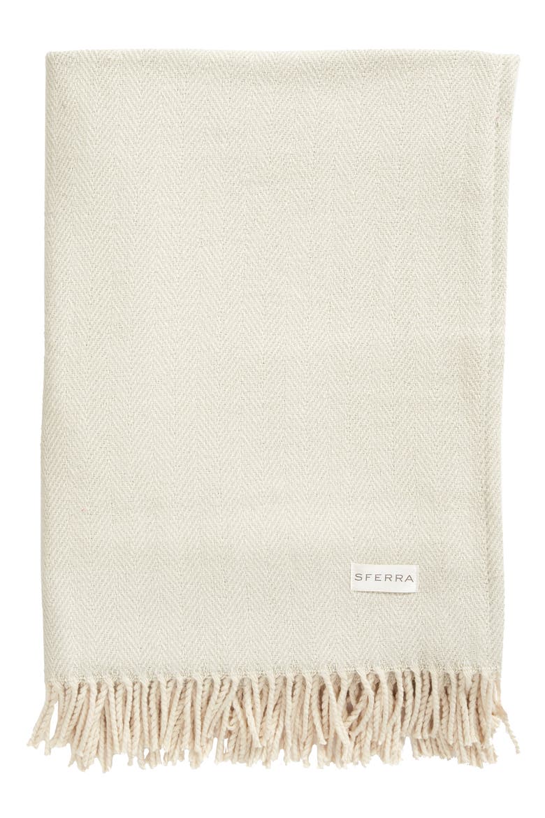 Celine Fringed Herringbone Cotton Throw, Main, color, SILVERSAGE