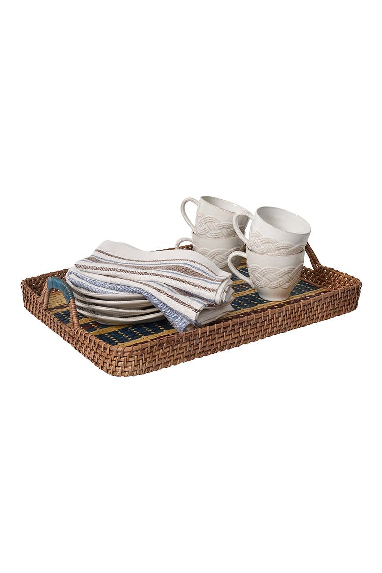 Danish Stripe Wicker Tray, Alternate, color, NAVY