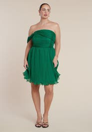 ELOQUII Strapless Mini Dress With Overlay