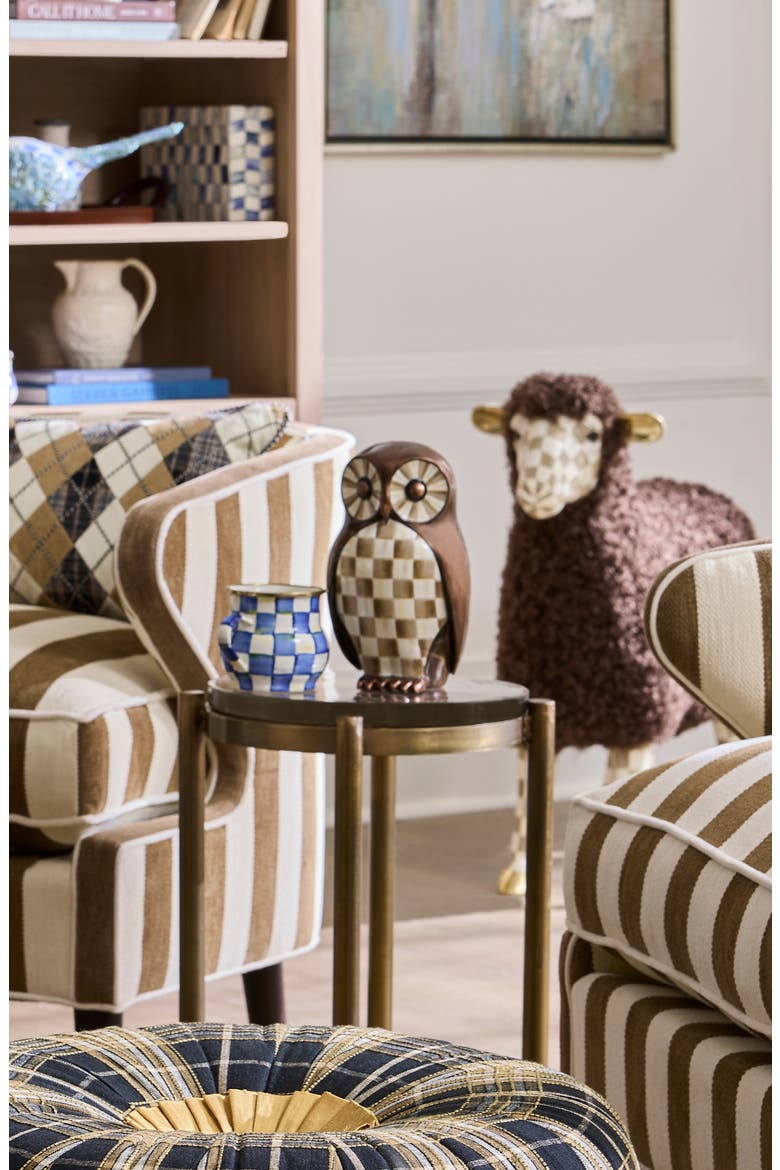 Mocha Check Owl Figurine, Alternate, color, MOCHA