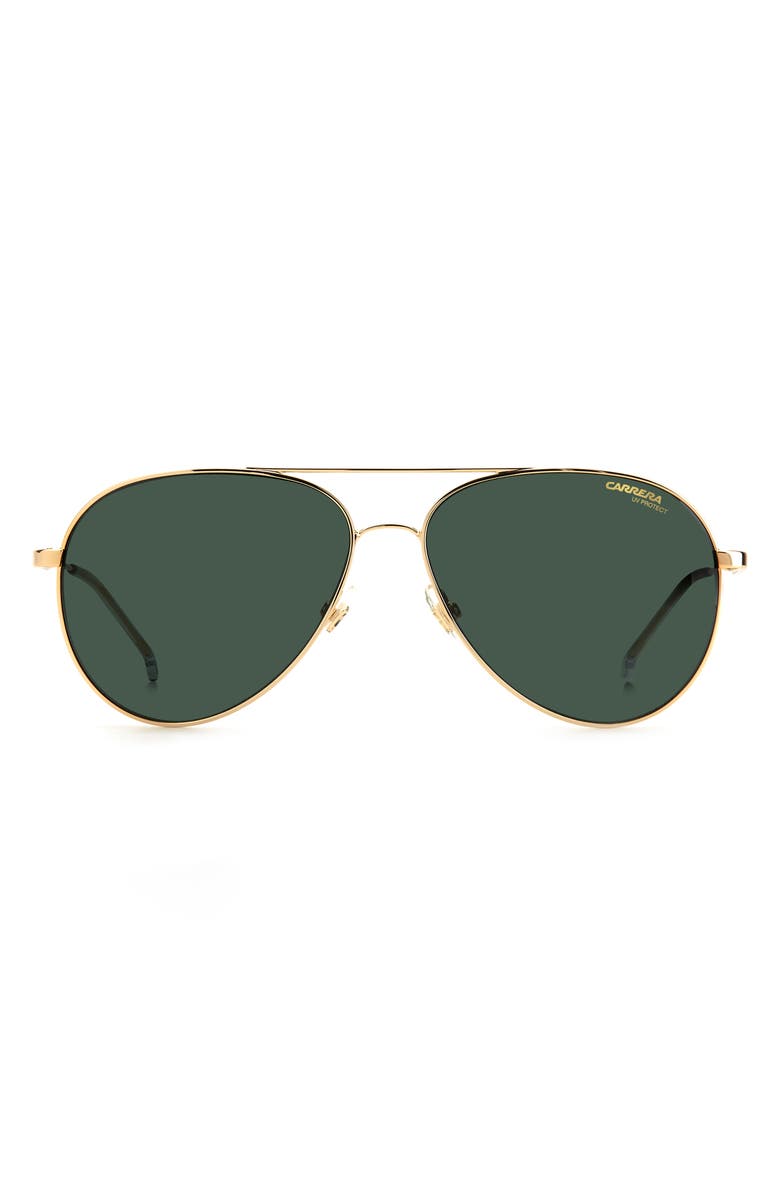 Carrera Eyewear 58mm Aviator Sunglasses, Main, color, Gold / Green