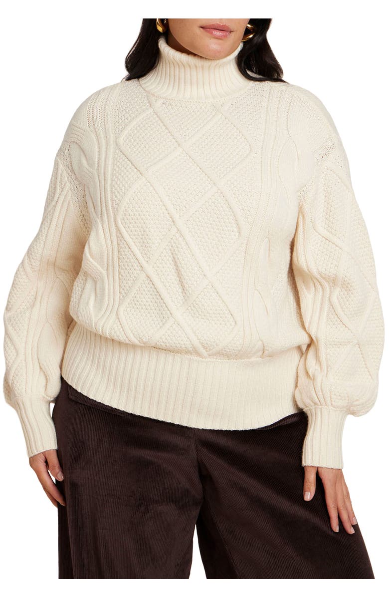 ELOQUII Cableknit Slouchy Sweater, Main, color, Dew