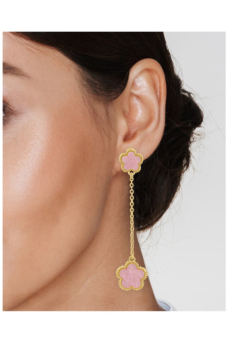 Clover Drop Earrings, Alternate, color, PINK/ GOLD