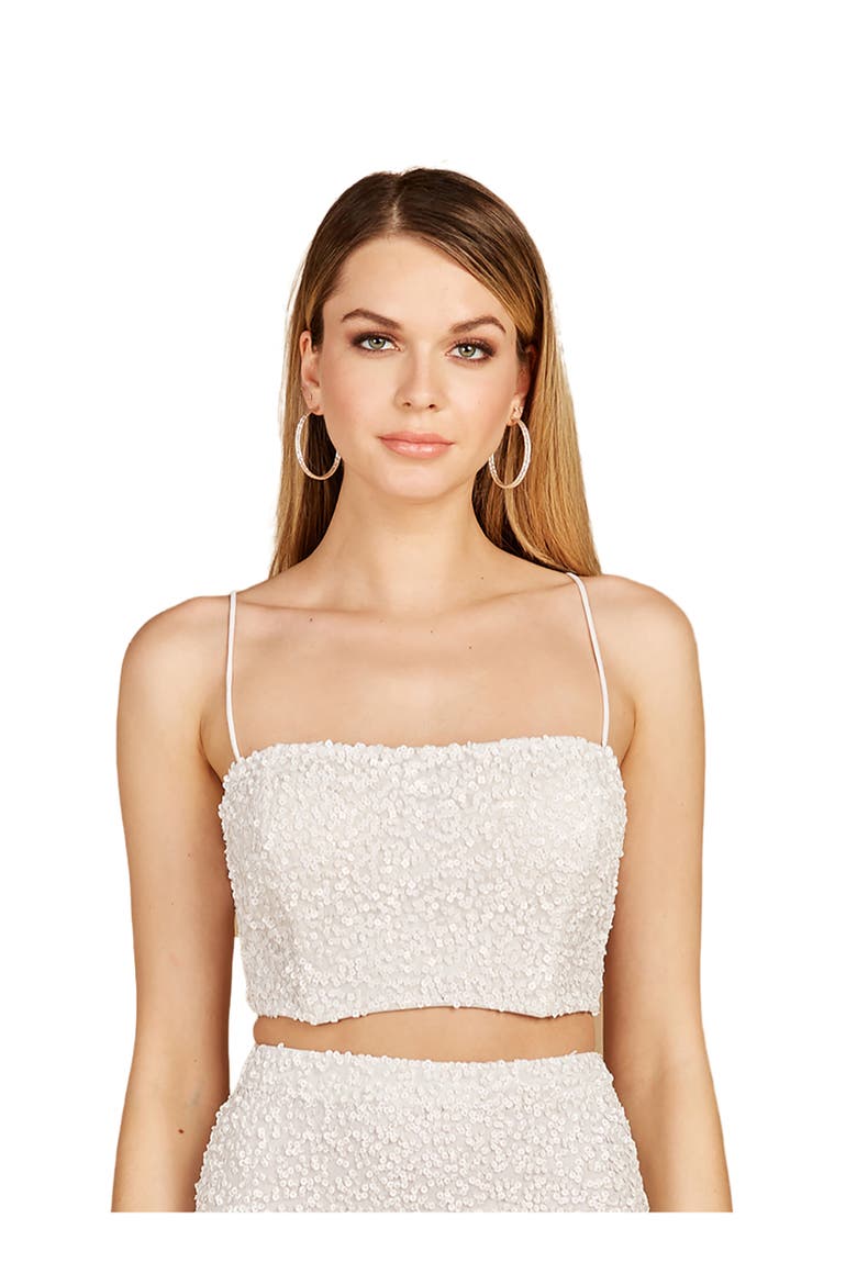 Spaghetti Strap Beaded Top, Main, color, Ivory
