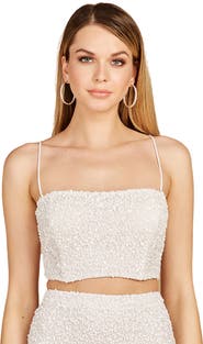 LARA New York Spaghetti Strap Beaded Top