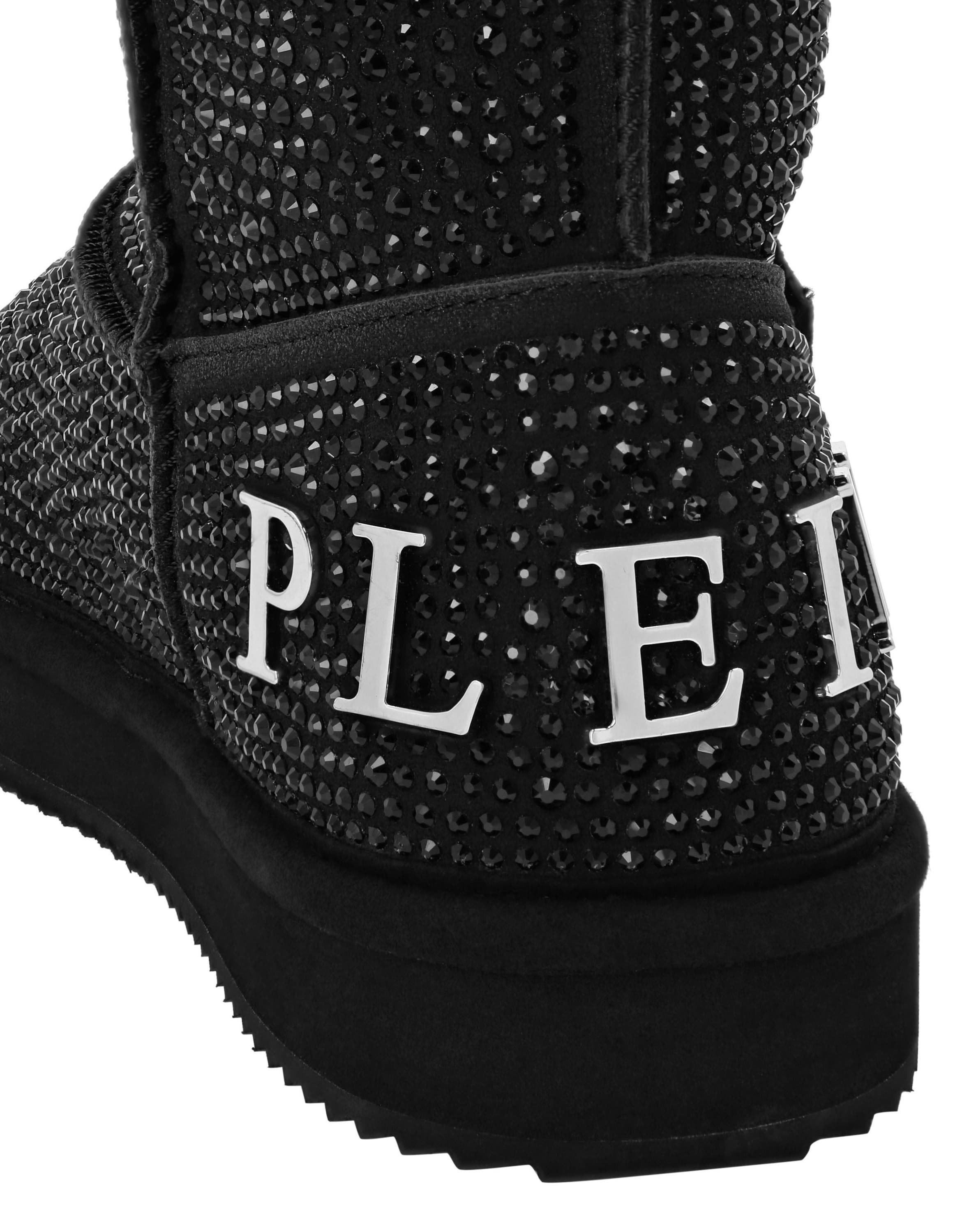 Mid Flat Boots Stones Women, Alternate, color, black