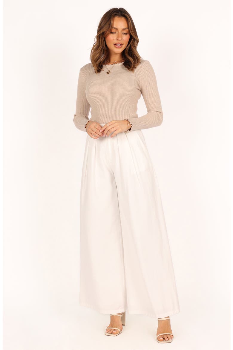 Kya Lettuce Edge Rib Sweater, Alternate, color, BEIGE