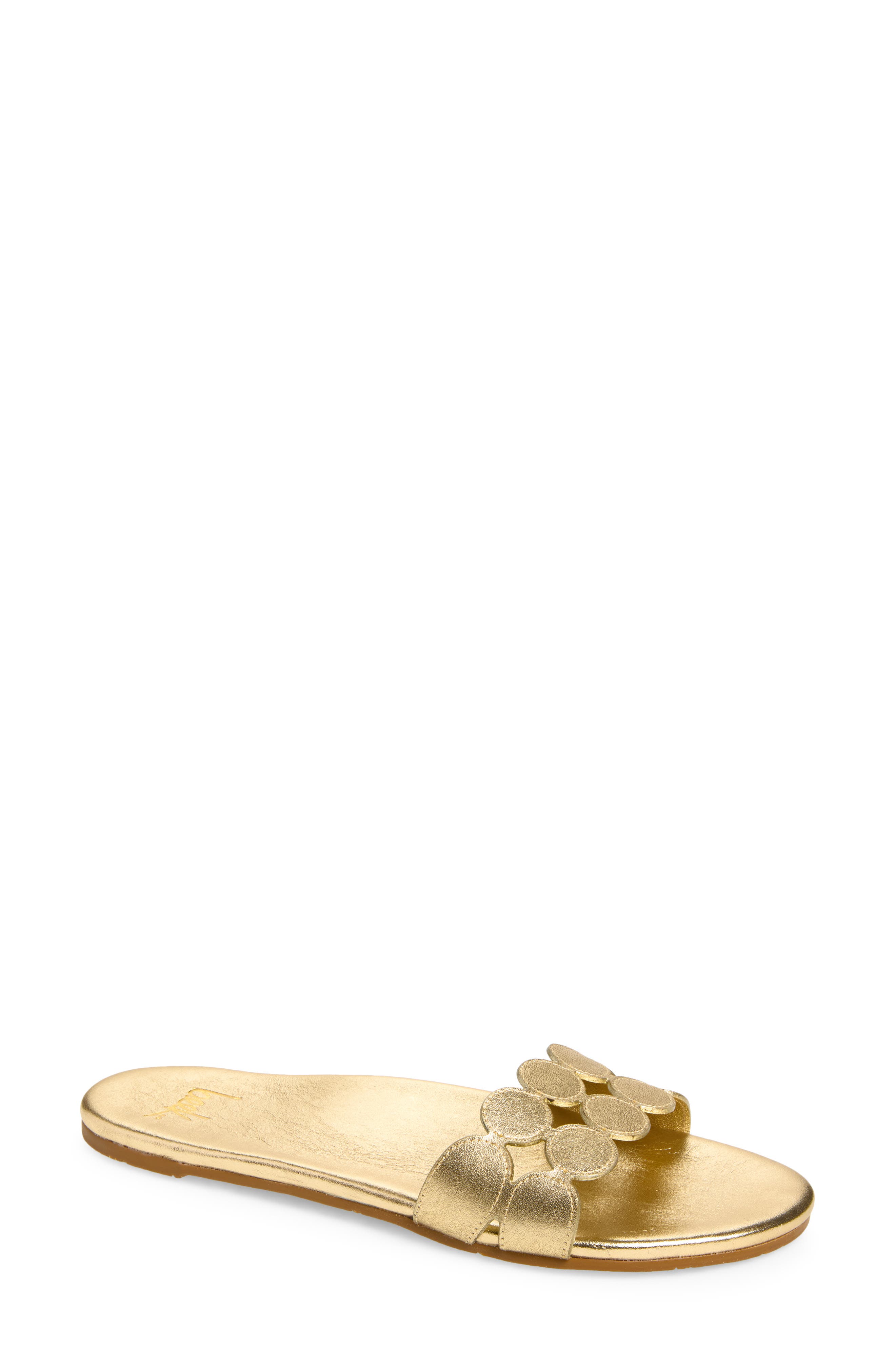 Whirlybird Slide Sandal, Main, color, GOLD