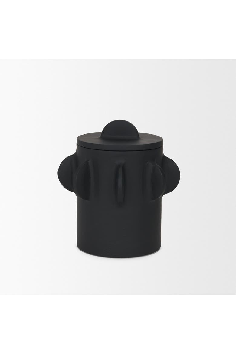 Deacon Metal Canister with Sculptural Handles, Alternate, color, Black