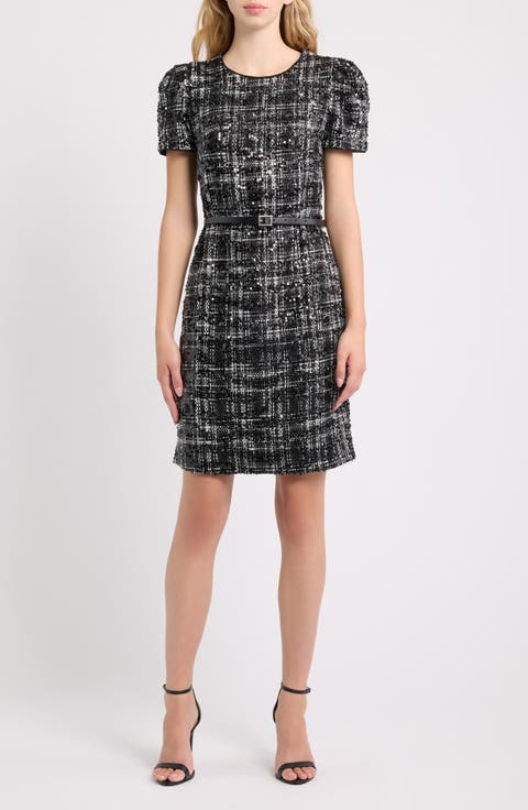 Belted Puff Sleeve Midi Dress
