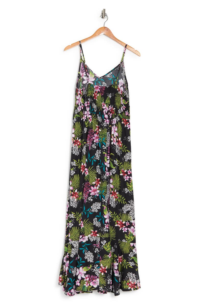 BOHO ME Leaf Printed Hi-Lo Flounce Hem Dress, Alternate, color, 