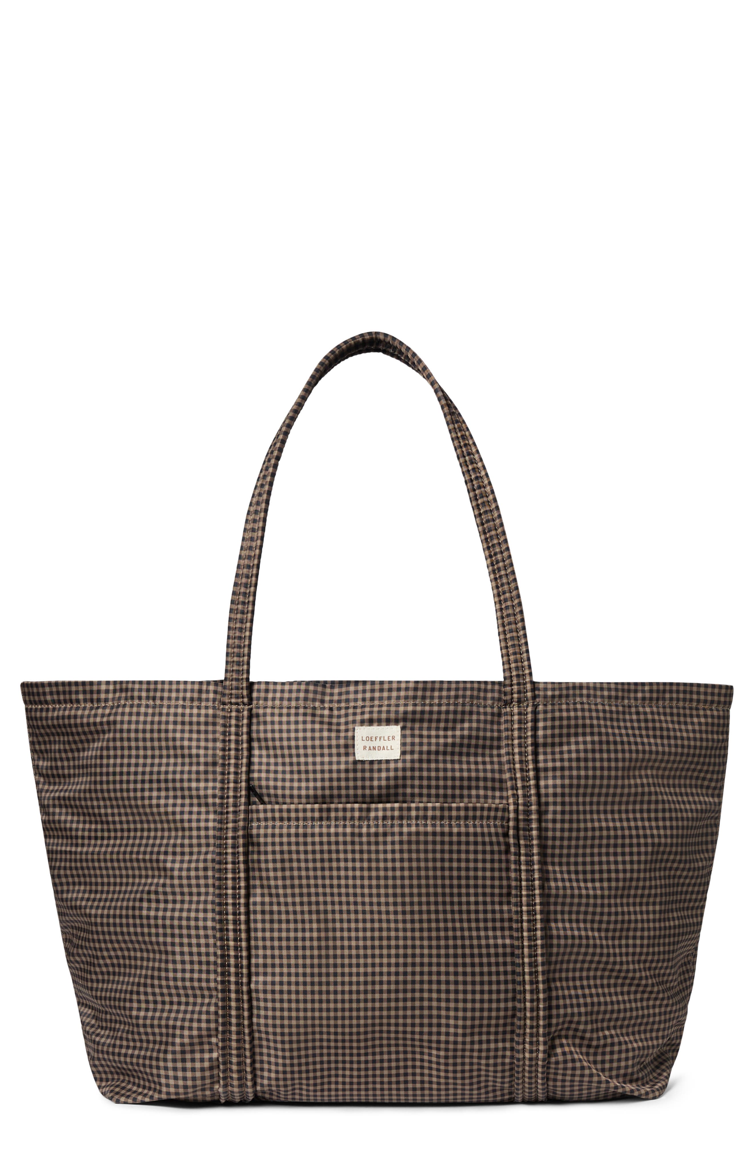 Loeffler Randall Dina Travel Tote, Main, color, Brown/ Black Check
