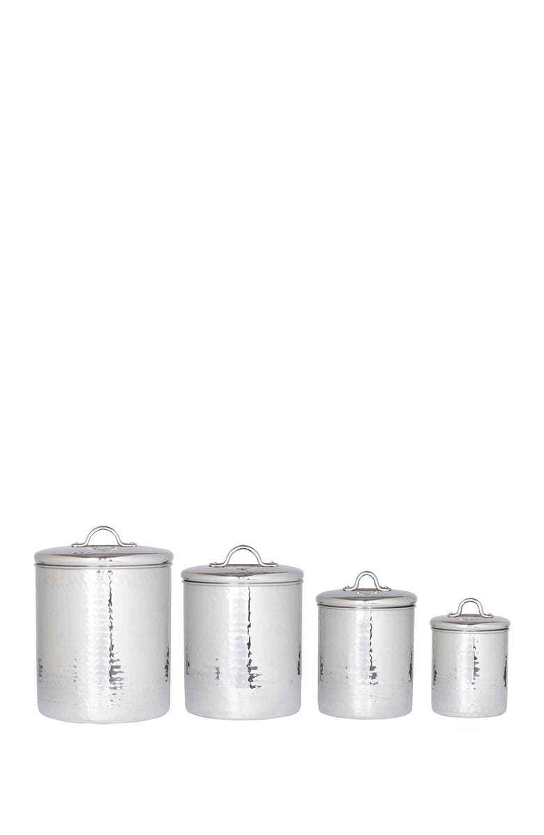 ODI HOUSEWARES Hammered Stainless Steel Canister 4-Piece Set, Alternate, color, 