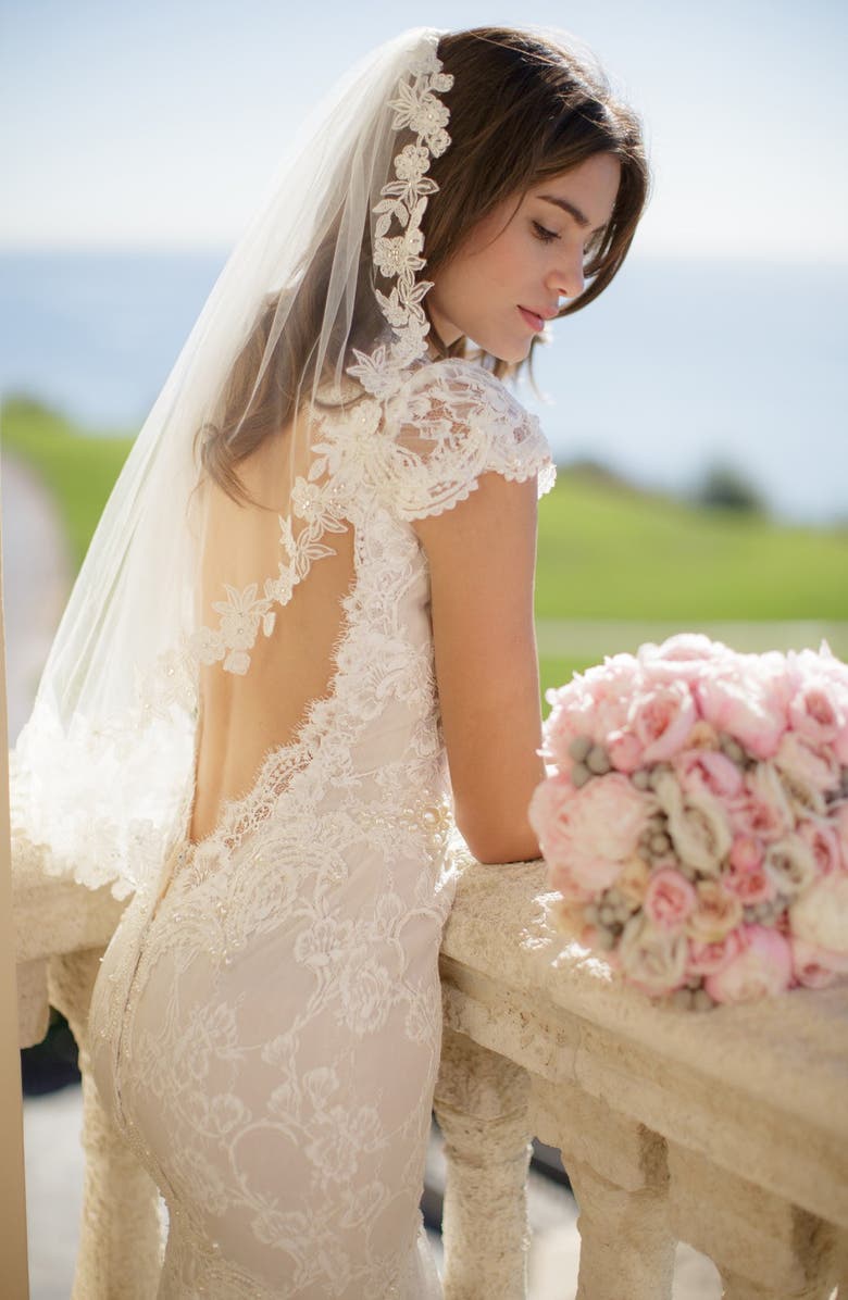 Brides & Hairpins 'Angelina' Lace Trim Tulle Veil, Alternate, color, 