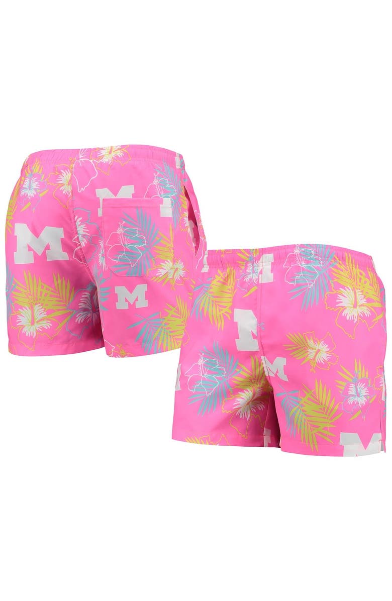 FOCO Men's FOCO Pink Michigan Wolverines Neon Floral Swim Trunks, Main, color, 