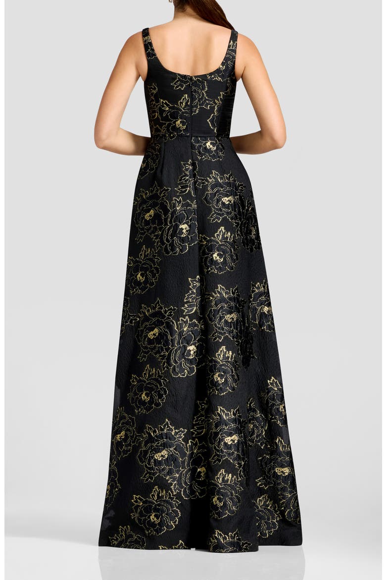 Vienna Metallic Bloom Gown, Alternate, color, BLACK-GOLD
