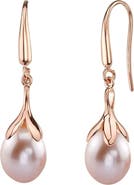 The Pearl Source 10-11mm Pink Freshwater Pearl Olive Drop Earrings