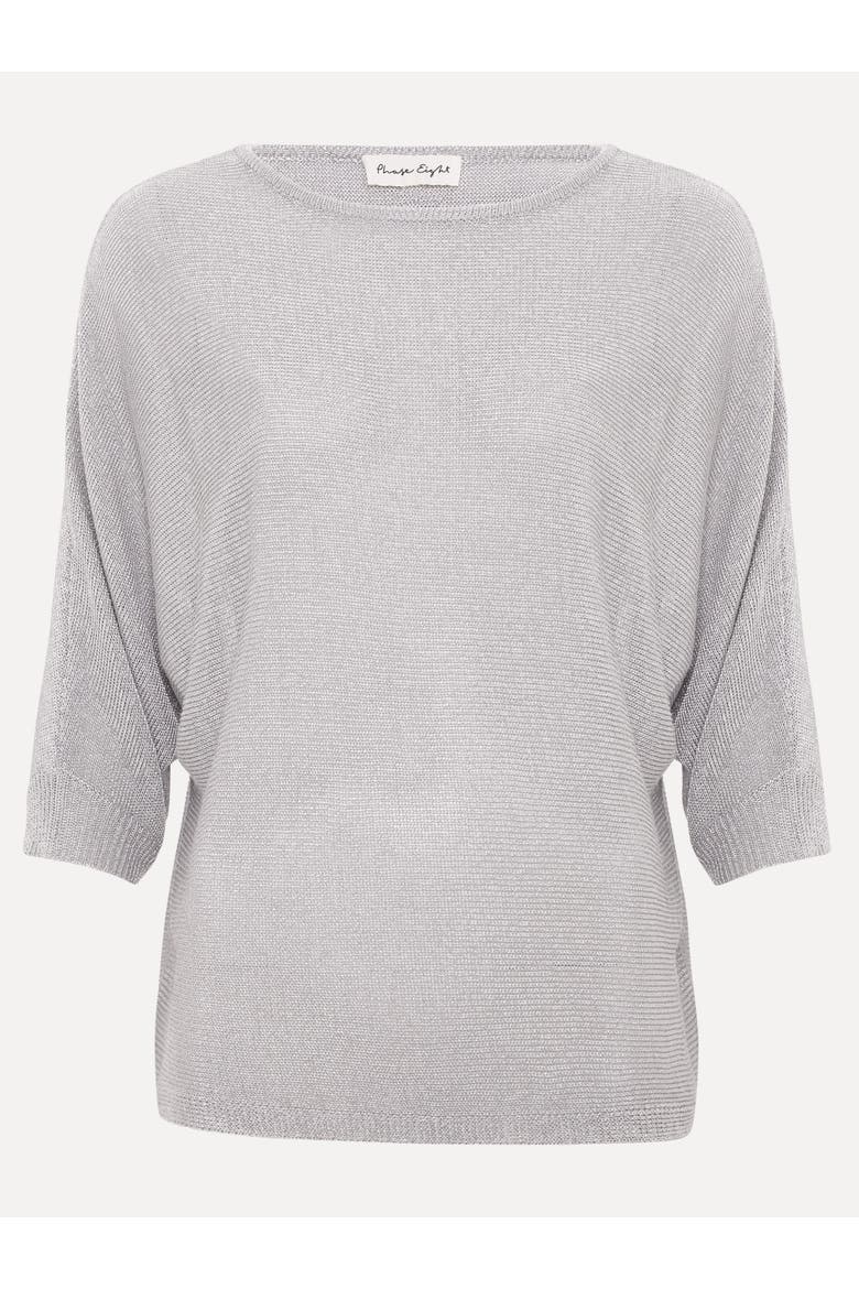 Cristine Metallic Knitted Jumper, Alternate, color, Silver