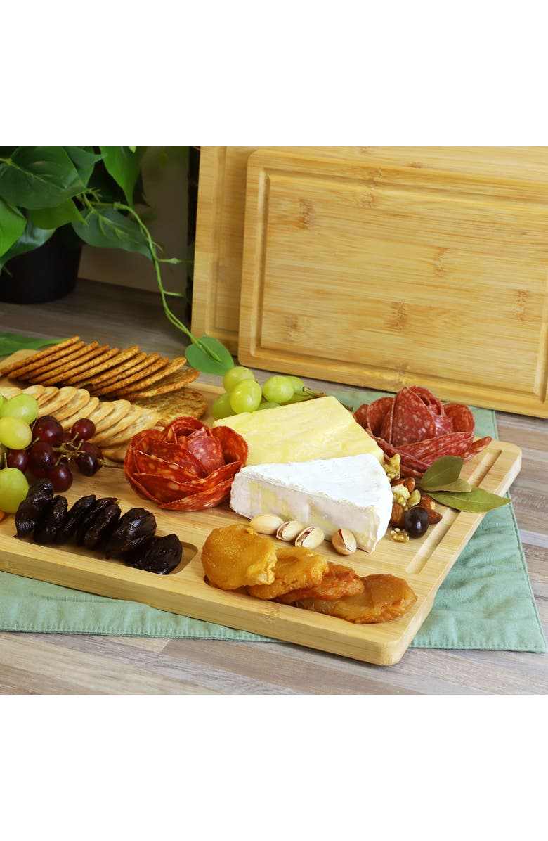 Megachef 3 Piece Wood Cutting, Prep and Serving Boards, Alternate, color, Bamboo