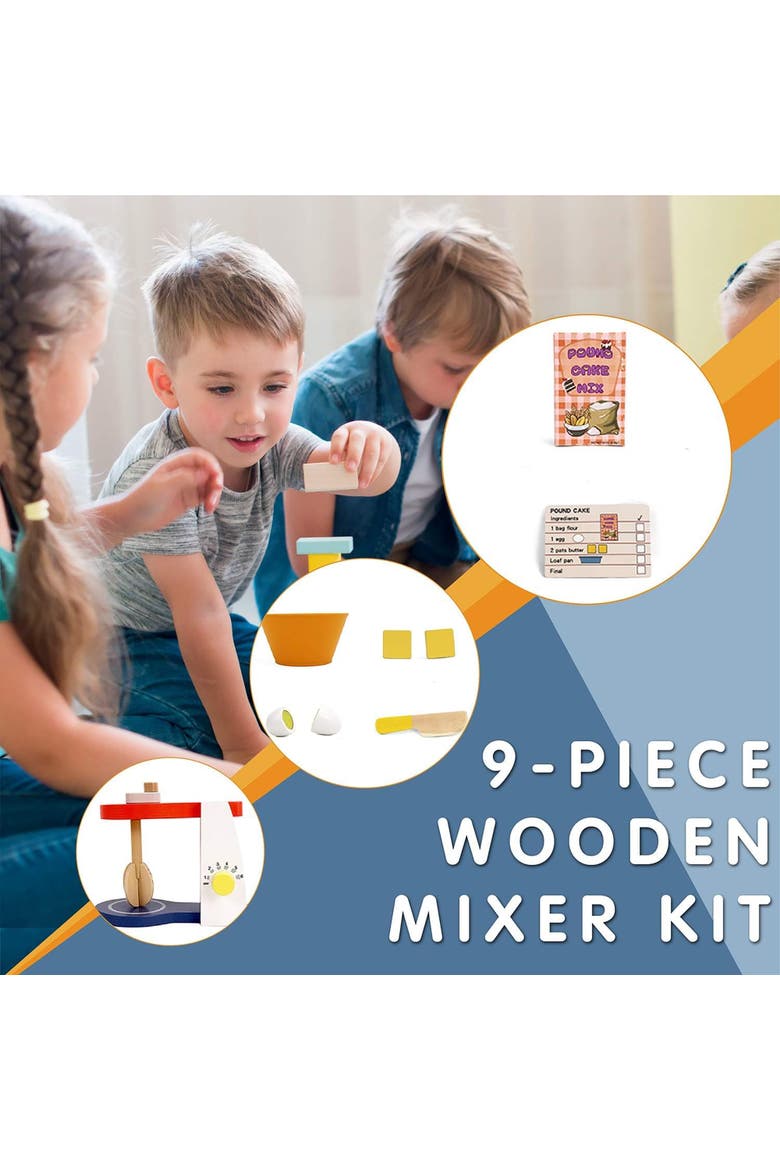 Kids Wooden Kitchen Mixer Set, Alternate, color, Red