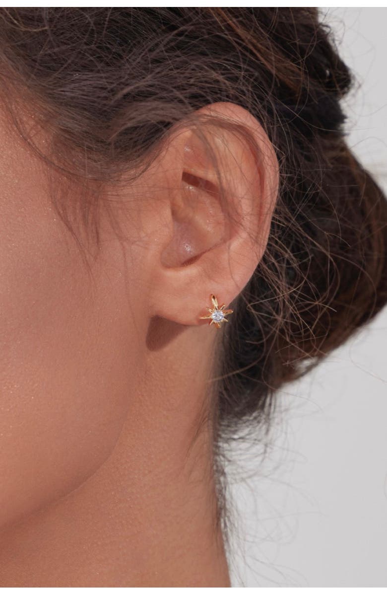 Bearfruit Jewelry 14k Gold Plated Pointed Star Huggies Minimalist Dainty Sparkle, Alternate, color, 