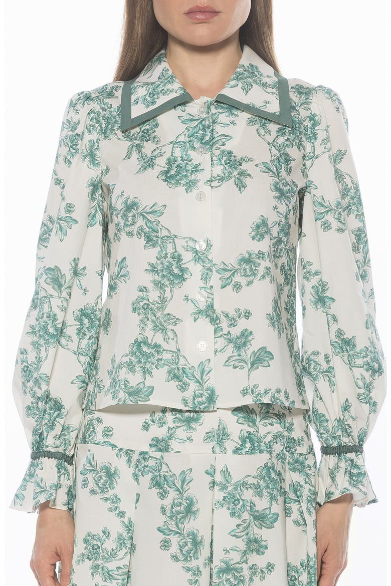 Shannan Tipped Collar Button-Up Shirt, Main, color, GREEN FLORAL