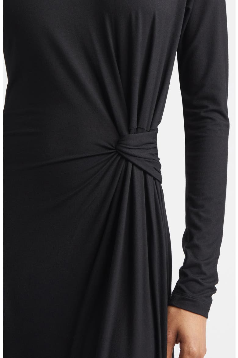 Avise Long Sleeve Twist Detail Jersey Midi Dress, Alternate, color, BLACK