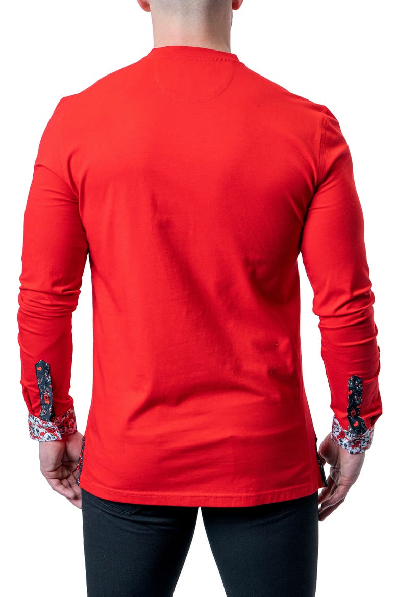 Edison Frenchie Red V-Neck Long Sleeve T-Shirt, Alternate, color, RED