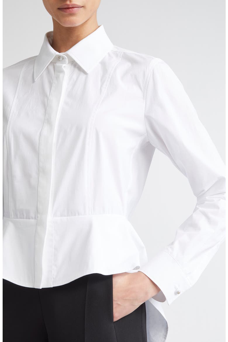 Gamma Stretch Cotton Peplum Shirt, Alternate, color, OPTICAL WHITE